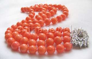 4row 8mm natural perfect round orange coral bracelet  
