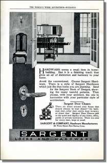 1920 Sargent Door Locks and Home Hardware Print Ad  