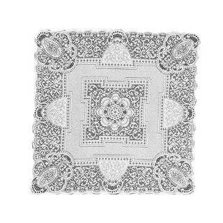  Heritage Lace Tea Rose 42 Inch Round Table Topper, White 
