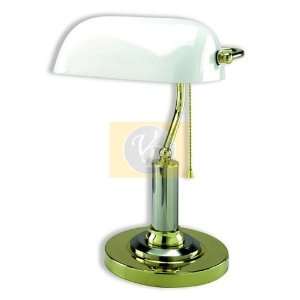  Banker Desk Lamp Frosted Glass Shade and All Solid Metal 