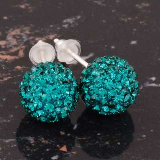 Colourful Rhinestone Cz Crystal Disco Ball Earrings Stud Sterling 