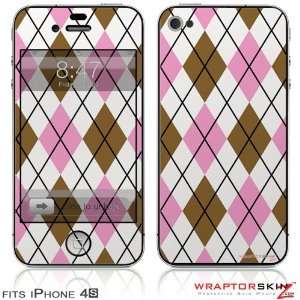  iPhone 4S Skin Argyle Pink and Brown by WraptorSkinz 