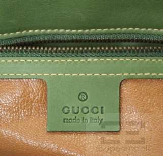 Gucci Green Leather & Brushed Gold Horsebit Shoulder Bag  