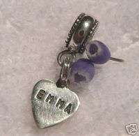 Personalized Name Heart Charm European Bead Sterling  