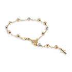 VistaBella 14k Yellow White Rose Gold Cable Rosary Cross Bracelet