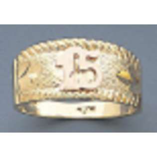   Gold Ladies tri color Sweet 15 ring  Sarraf Jewelry Rings Gold