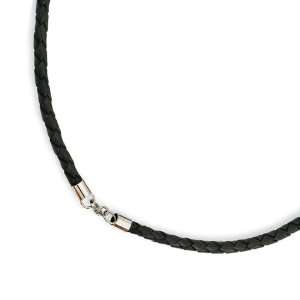  4mm Black Leather Weave Necklace  18 Inch Jewelry