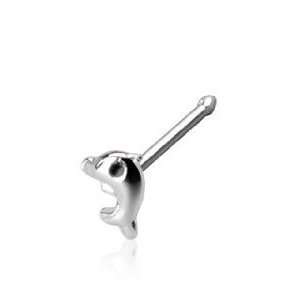   Sterling Silver Nose Ring Stud with 3mm Dolphin Top: Everything Else
