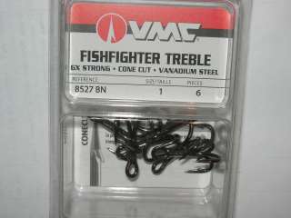 VMC TREBLE FISH HOOKS, 8527BN, SIZE 1, 6X STRONG, NIB  