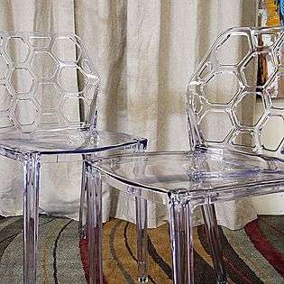 Honeycomb Clear Acrylic Modern Dining Chair (Set of 2)  Baxton Studio 