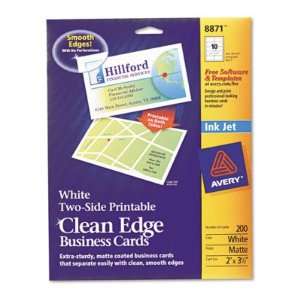  Clean Edge Ink Jet Business Cards   2 x 3 1/2, White, 10 
