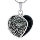 Sabrina Silver Heirloom Quality Sterling Silver Marcasite Heart Locket 