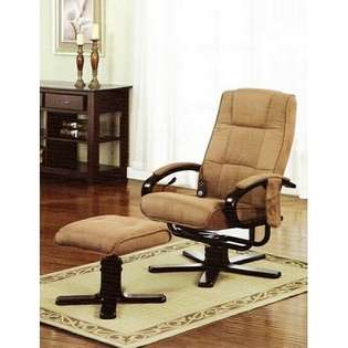 Poundex 2 pc Saddle plush microfiber fabric massaging recliner chair 