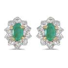 Birthstone Company 10k Yellow Gold Oval Emerald And Diamond Earrings