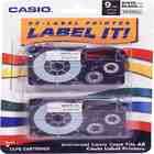 Casio 2/Pack 9mm Black on White Label Tape