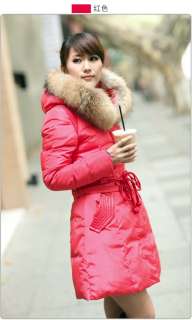 New style womens 90% duck down big fur winter long coat jacket parka 