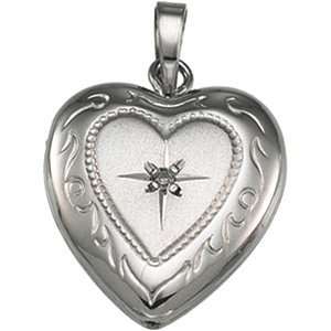   19.50X12.75 mm Heart Shaped Locket W Diamond: CleverEve: Jewelry
