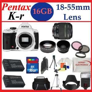  Pentax K r Digital SLR Camera with 18 55mm Lens (White 