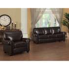   Piece Top Grain Italian Leather Sofa/Armchair Set   Dark Brown