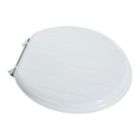Essential Home White Round Bead Board Molded Wood Toilet Seat with 