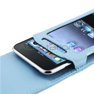 Blue Leather Case For iPod Touch 3rd+Screen Protector  