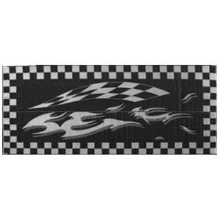   RV Patio Mat 9x12 Black & White Checkered Flag Mat