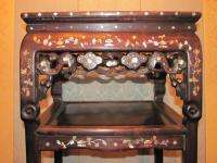 Antique Chinese Carved Rosewood & Mother of Pearl Inlaid Table Circa 