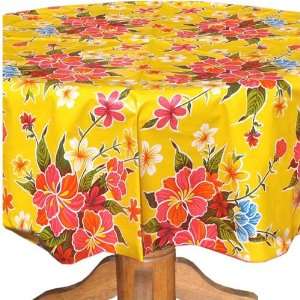  Hibiscus Oilcloth Table Cloth (68 in. Round): Kitchen 