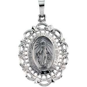  R16346 14K White Gold 25X18 Mm Miraculous Medal Jewelry