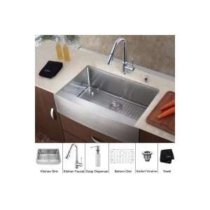 Kraus 36 inch Farmhouse Single Bowl Stainless Steel Kitchen Sink with 