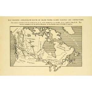  1906 Print Canada Map Grand Trunk Pacific Railway Route 