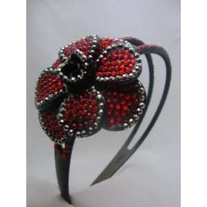  Red Crystal Flower Headband 