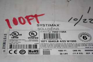 100FT SYSTIMAX 700211964 23AWG 4 PAIRS CAT 6 U/UTP COMMUNICATIONS 