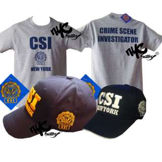 CSI 2 HATS + GRAY T SHIRT MENS GIFT SET NY POLICE SMALL  