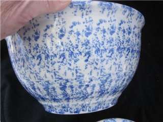   Blue & White Spongeware Sponge Ware Mixing Nesting Bowls mint  