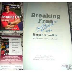 Bulldogs Herschel Walker SIGNED Breaking Free BOOK JSA   Autographed 