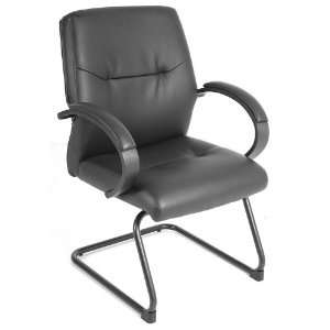    Maxx Black Leather Guest Chair Black Leather: Office Products