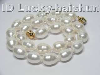 AAA baroque white south sea shell pearls necklace 9KT c  