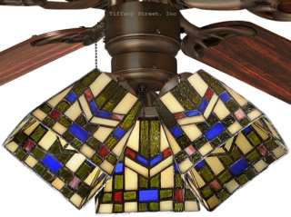 Mission Tiffany Style Stained Glass Ceiling Fan Shade  