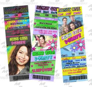 iCarly Birthday ticket invitations + Party Supplies  