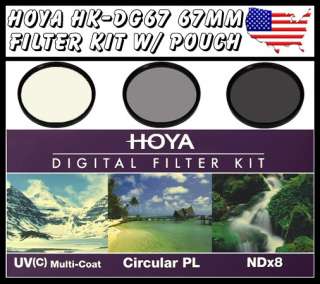 HOYA HK DG67 67MM 3PC KIT UV/CPL/NDX8 FILTERS W/ POUCH 024066051936 