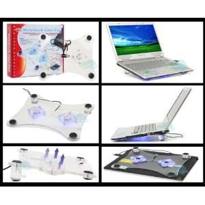  Cables4PC NEW USB LED Laptop Notebook 2 Fan Cooler Cooling 