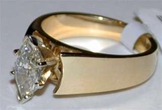   ENGAGEMENT RING 1CT MARQUISE CUT DIAMOND SOLITAIRE SI2 CATHEDRAL RING