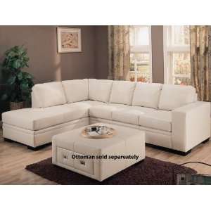  Amanda Left L Shaped Sectional Sofa in Cream Leather: Home 