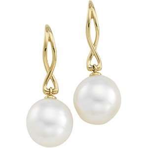  14k Yellow Gold S. Sea Cult. Pearl Earring 13mm Oval 