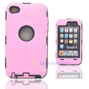 Rugged Silicone Hard Plastic Case for iPod Touch 4 PINK  