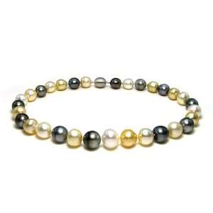   South Sea Multicolor Pearl Necklace with 18k White Gold Clasp: Jewelry