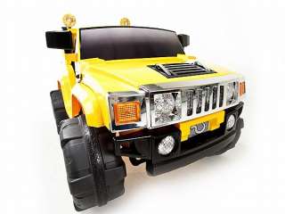 YELLOW 12V BATTERY POWER KIDS RIDE ON HUMMER JEEP W/ BIG WHEELS  