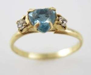 NEW DESIGNER Gold Tone Blue Heart Rhinestone Ring  