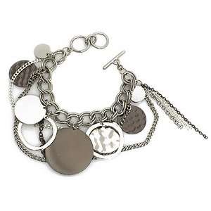   Silver Metal with gunmetal Charms; Toggle Clasp Closure: Jewelry
